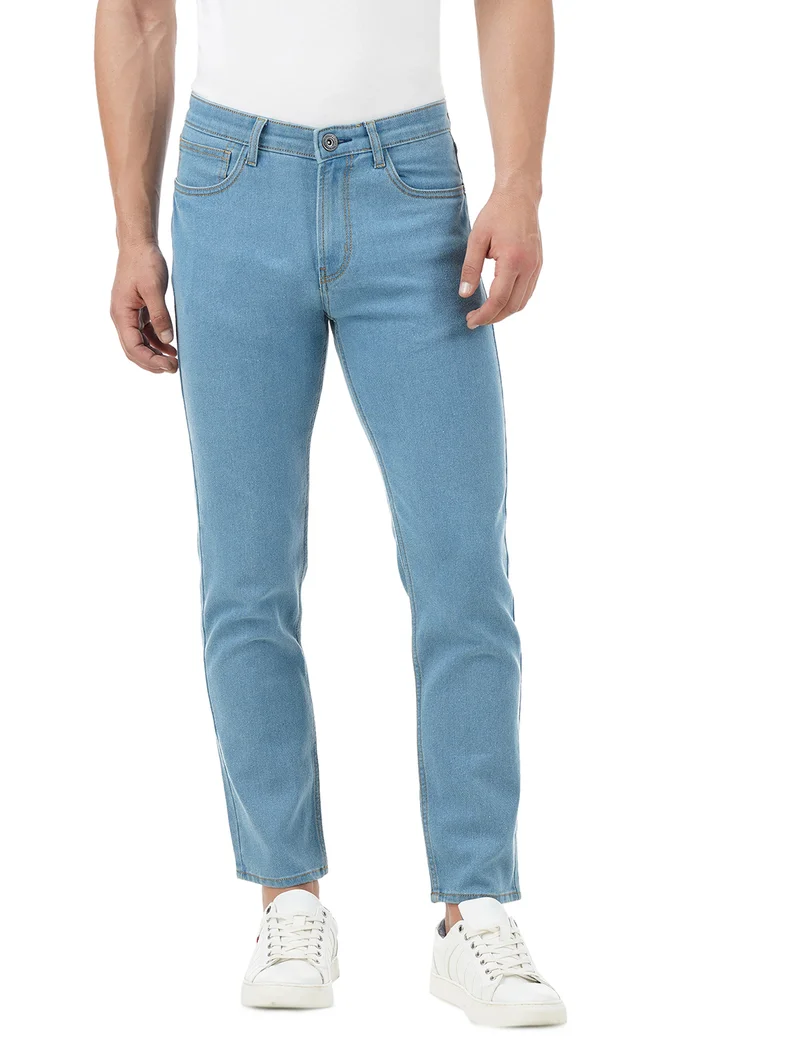 inkd جينز رجالي ضيق - متوسط الارتفاع | مزيج القطن | غرزة التباين | قماش قابل للتمدد | تصميم كلاسيك 5 بوكت